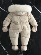 Baby Snowsuit Insulated Faux Fur Hood & Hand Warmers