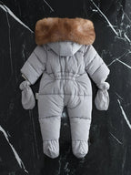 Baby Snowsuit Insulated Faux Fur Hood & Hand Warmers