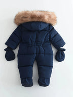 Baby Snowsuit Insulated Faux Fur Hood & Hand Warmers