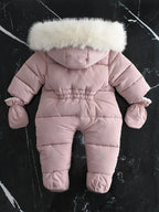 Baby Snowsuit Insulated Faux Fur Hood & Hand Warmers