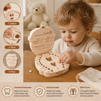 Baby Tooth Keepsake Box Solid Wood Individual Compartments