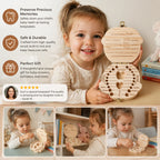 Baby Tooth Keepsake Box Solid Wood Individual Compartments