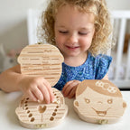 Baby Tooth Keepsake Box Solid Wood Individual Compartments