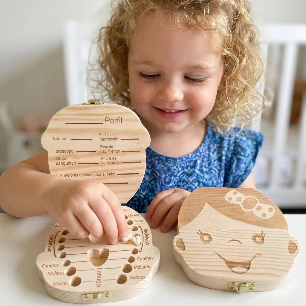 Baby Tooth Keepsake Box Solid Wood Individual Compartments