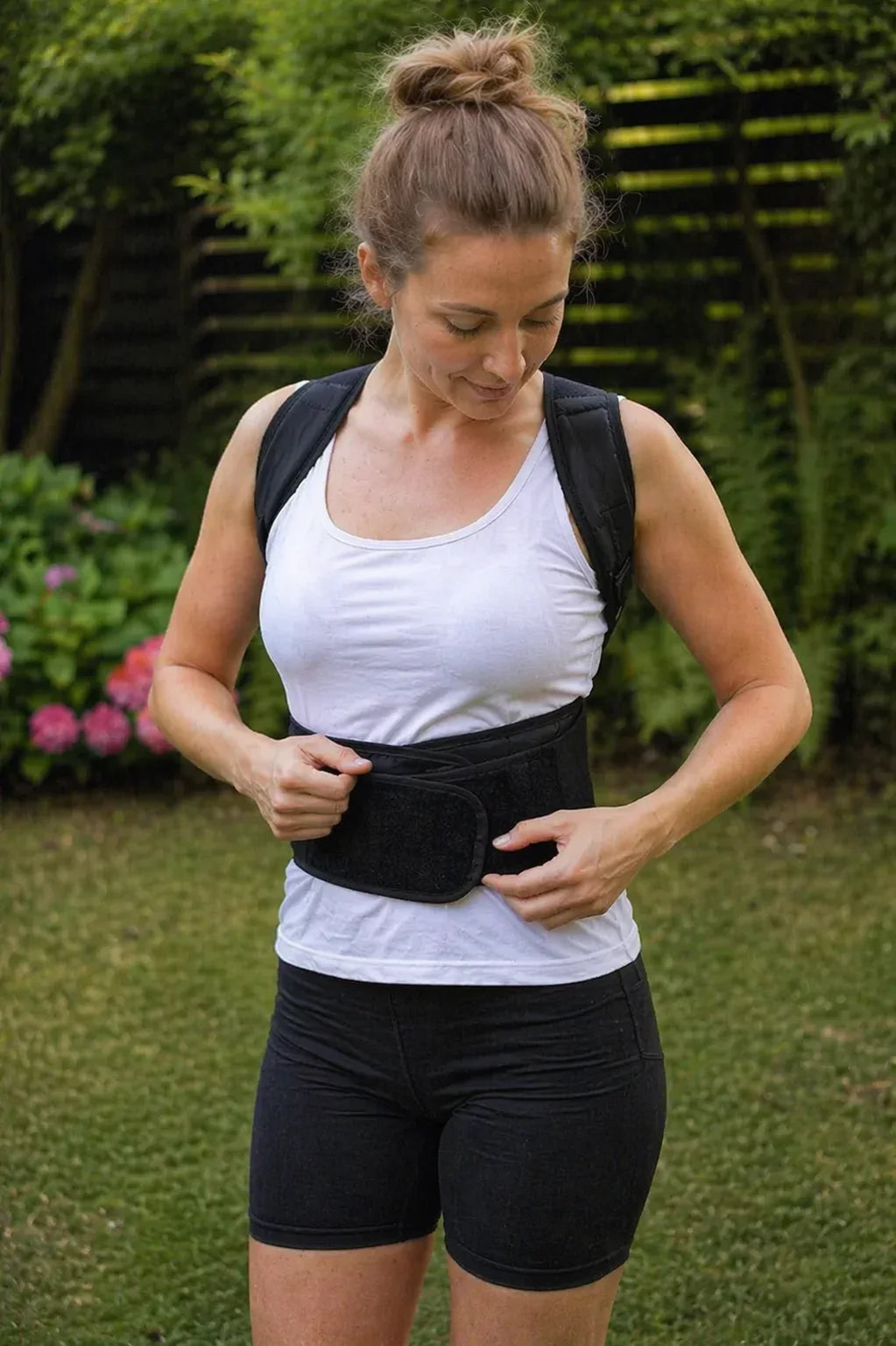 Back Brace Adjustable Fit Lumbar Support Wide Shoulder Straps