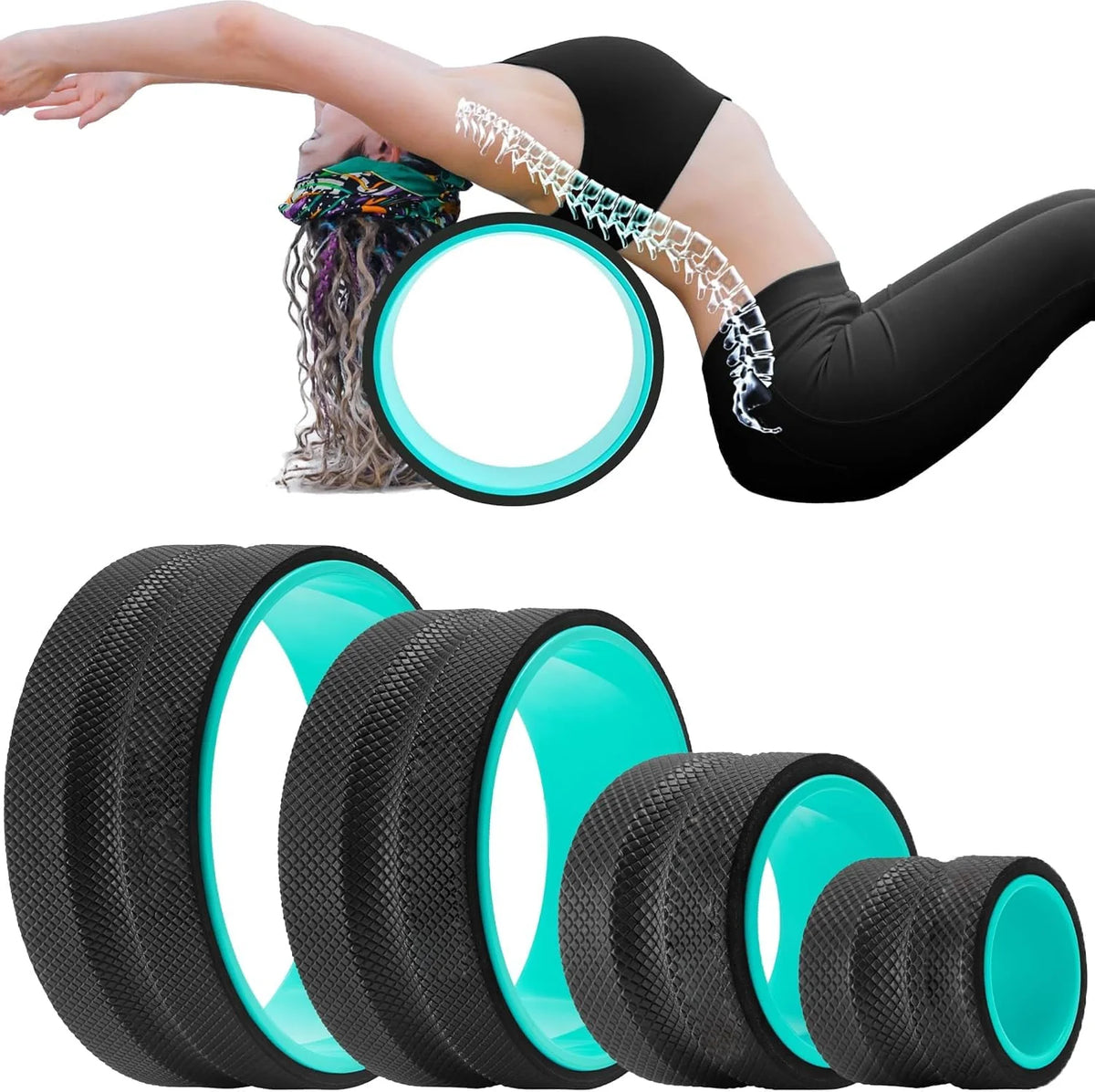 Back Roller Set 4 Wheels With 2 Yoga Blocks