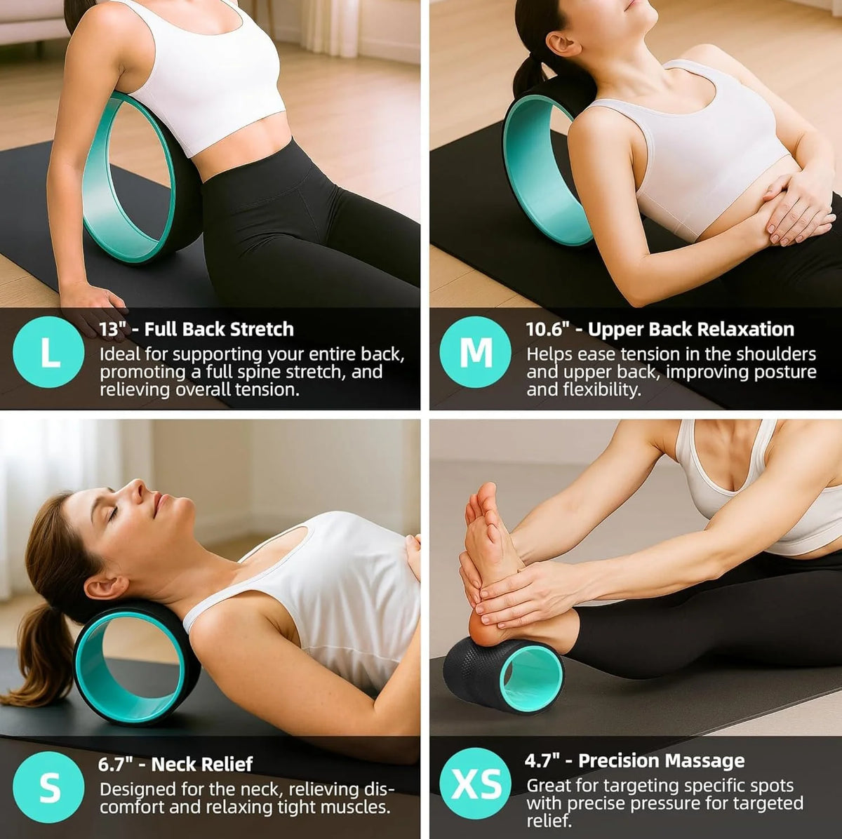 Back Roller Set 4 Wheels With 2 Yoga Blocks