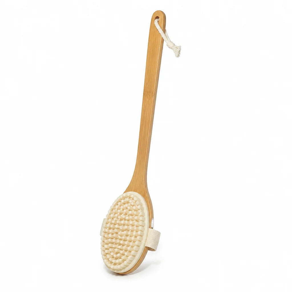 Back Scrub Brush Long Wooden Handle & Natural Boar Bristles