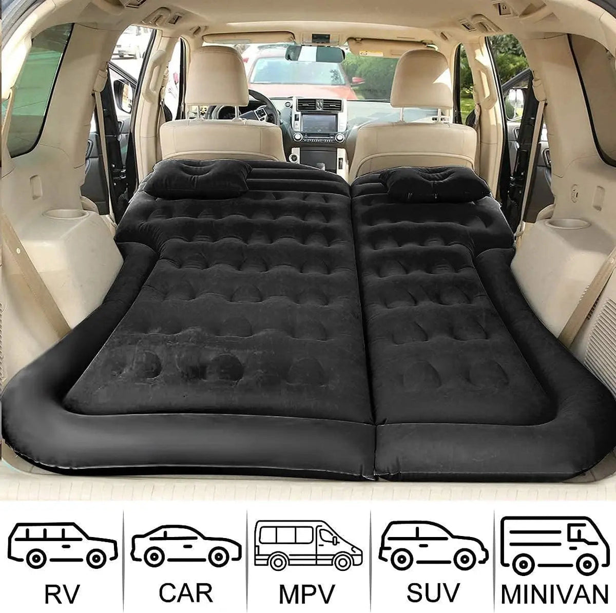 Back Seat Inflatable Mattress Built-In Pump & Flocked Top