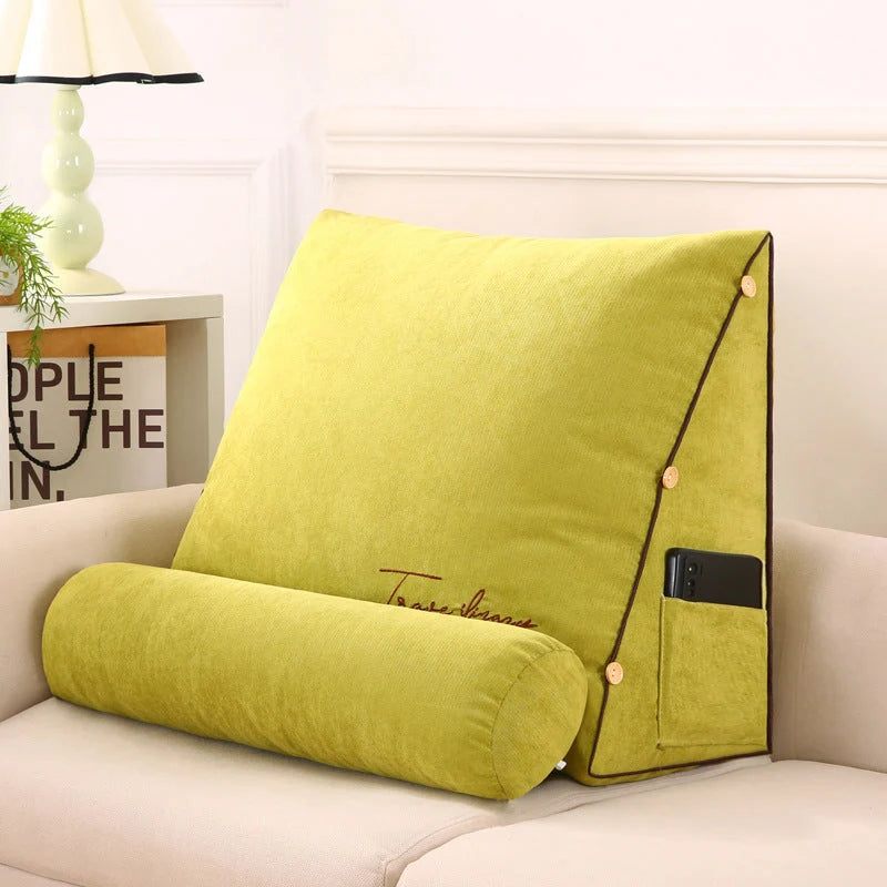Back Support Cushion Ergonomic Wedge Breathable Cotton Side Pocket
