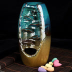 Backflow Incense Burner Handmade Ceramic Mountain River 50 Cones