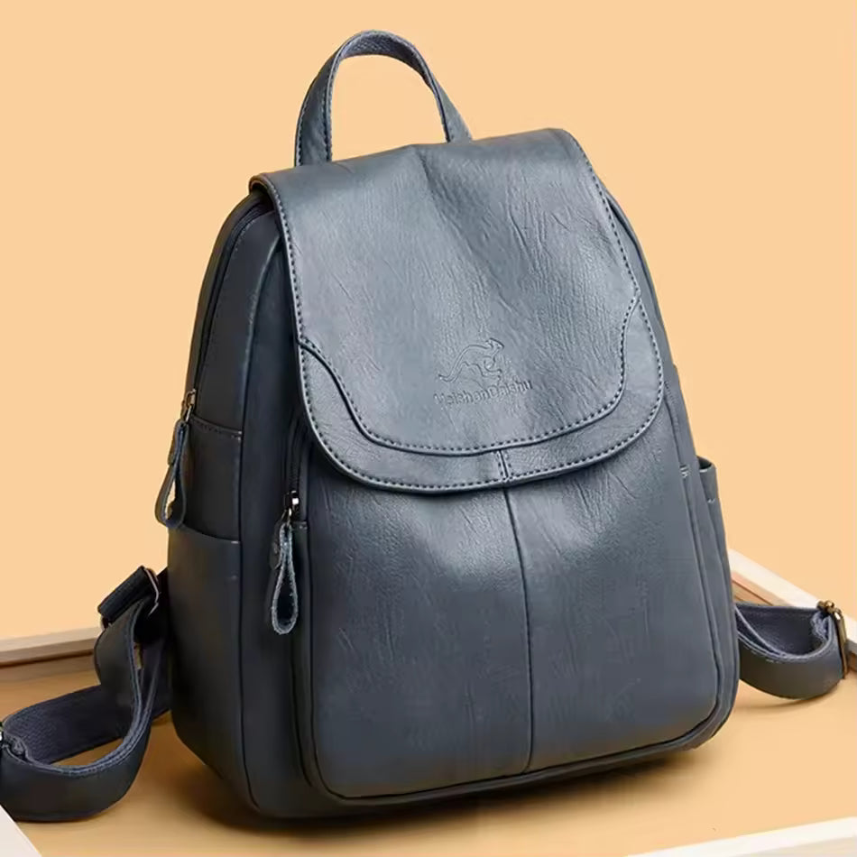 Backpack Anti-Theft Leather Concealed Zipper