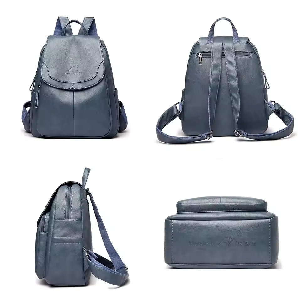 Backpack Anti-Theft Leather Concealed Zipper