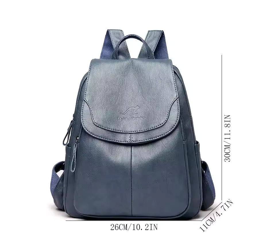 Backpack Anti-Theft Leather Concealed Zipper