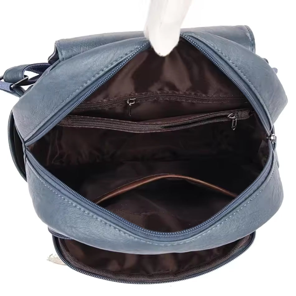Backpack Anti-Theft Leather Concealed Zipper