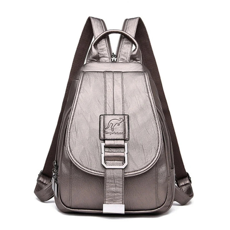 Backpack Genuine Leather Multiple Pockets & Laptop Compartment