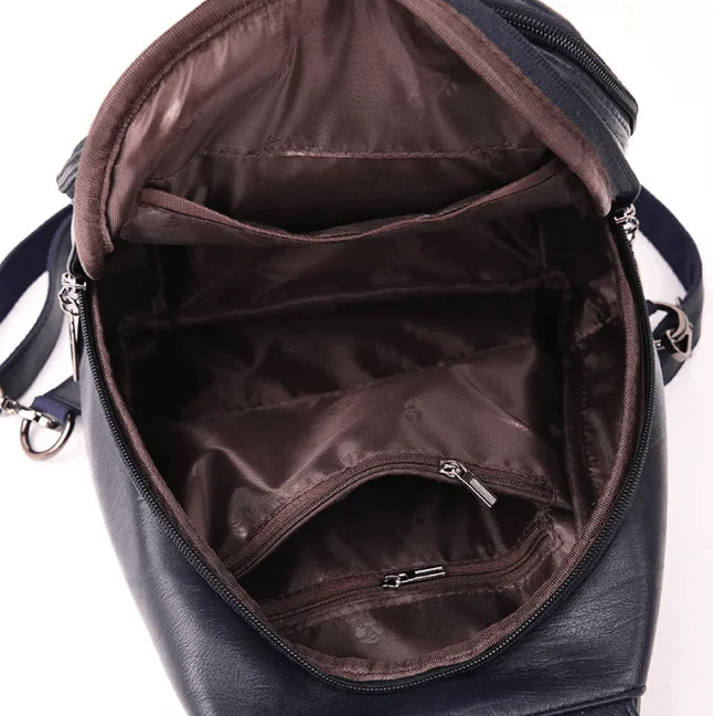Backpack Genuine Leather Multiple Pockets & Laptop Compartment