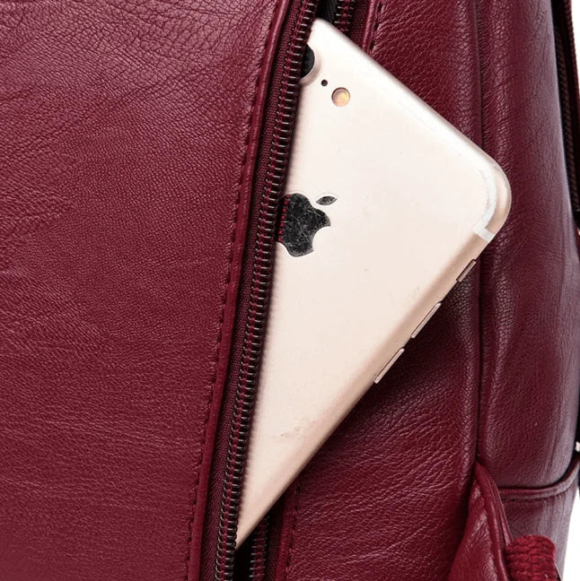 Backpack Genuine Leather Multiple Pockets & Laptop Compartment