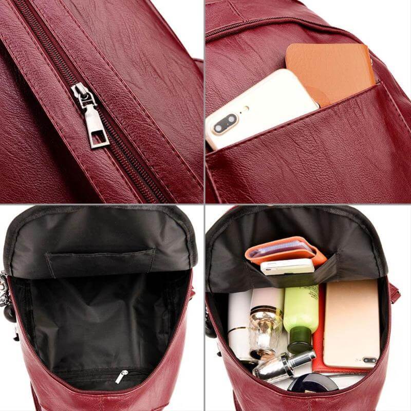 Backpack Genuine Leather Multiple Pockets & Laptop Compartment