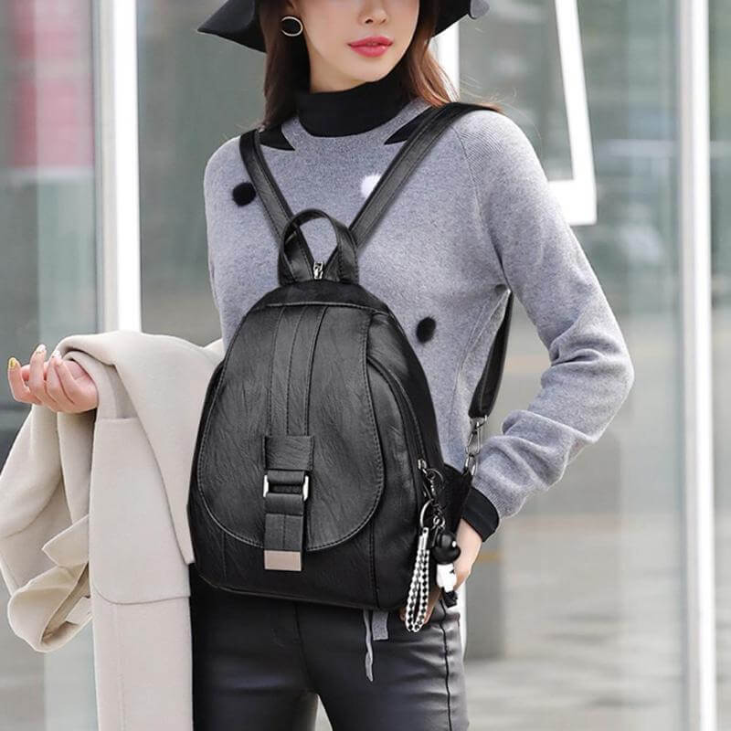 Backpack Genuine Leather Multiple Pockets & Laptop Compartment