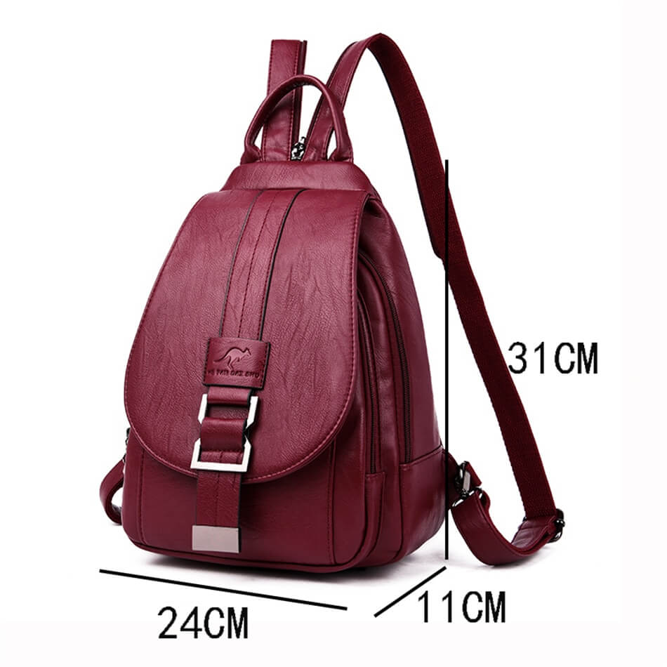 Backpack Genuine Leather Multiple Pockets & Laptop Compartment