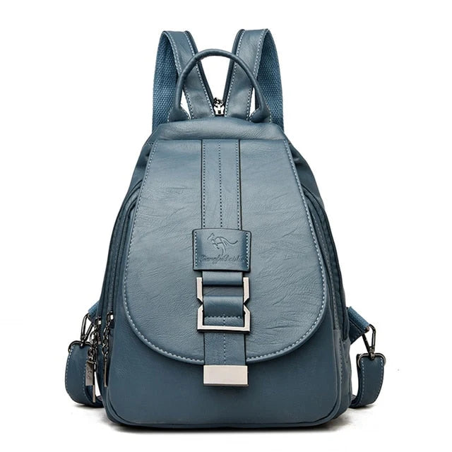 Backpack Genuine Leather Multiple Pockets & Laptop Compartment