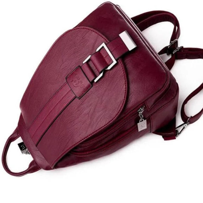 Backpack Genuine Leather Multiple Pockets & Laptop Compartment