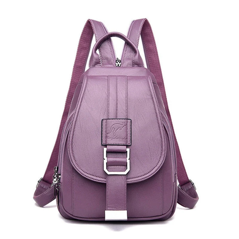 Backpack Genuine Leather Multiple Pockets & Laptop Compartment