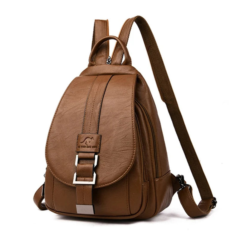 Backpack Genuine Leather Multiple Pockets & Laptop Compartment