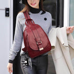 Backpack Genuine Leather Multiple Pockets & Laptop Compartment