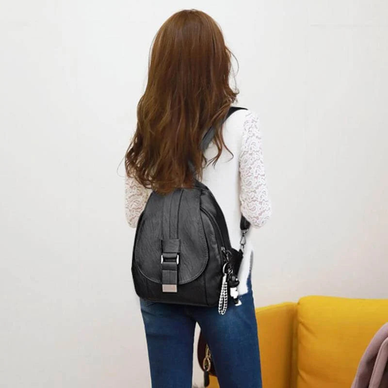 Backpack Genuine Leather Multiple Pockets & Laptop Compartment