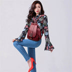 Backpack Genuine Leather Multiple Pockets & Laptop Compartment