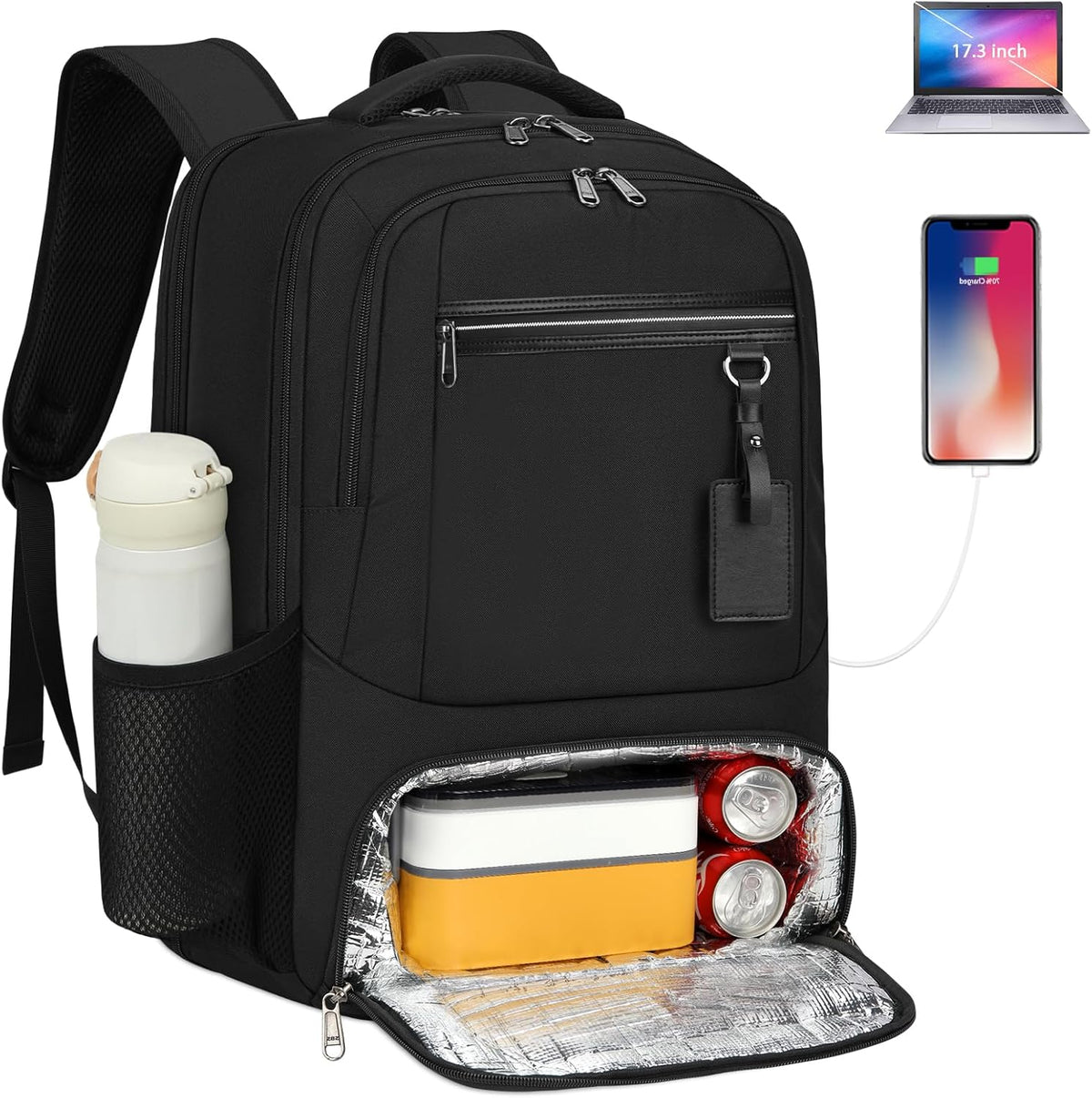Backpack Insulated Lunch Compartment USB Charging TSA Friendly