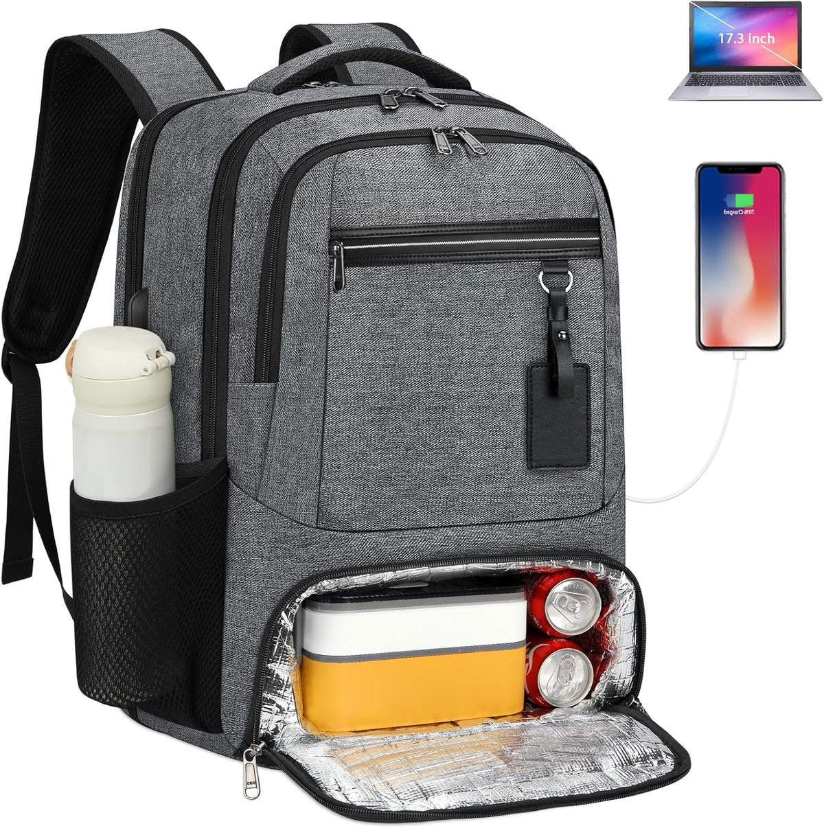 Backpack Insulated Lunch Compartment USB Charging TSA Friendly