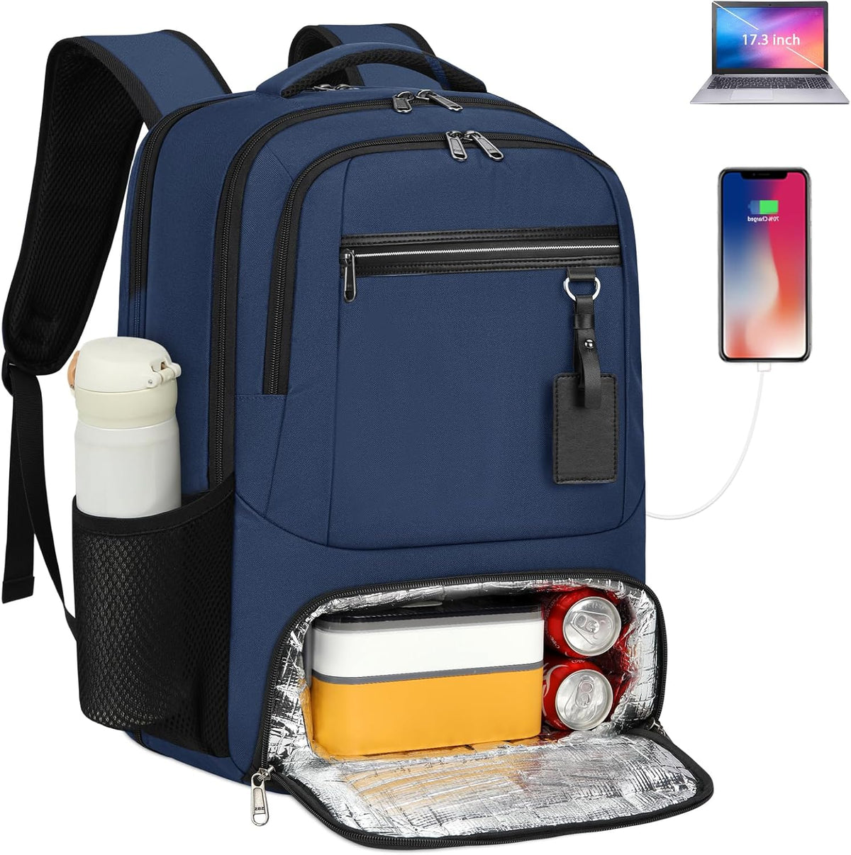 Backpack Insulated Lunch Compartment USB Charging TSA Friendly