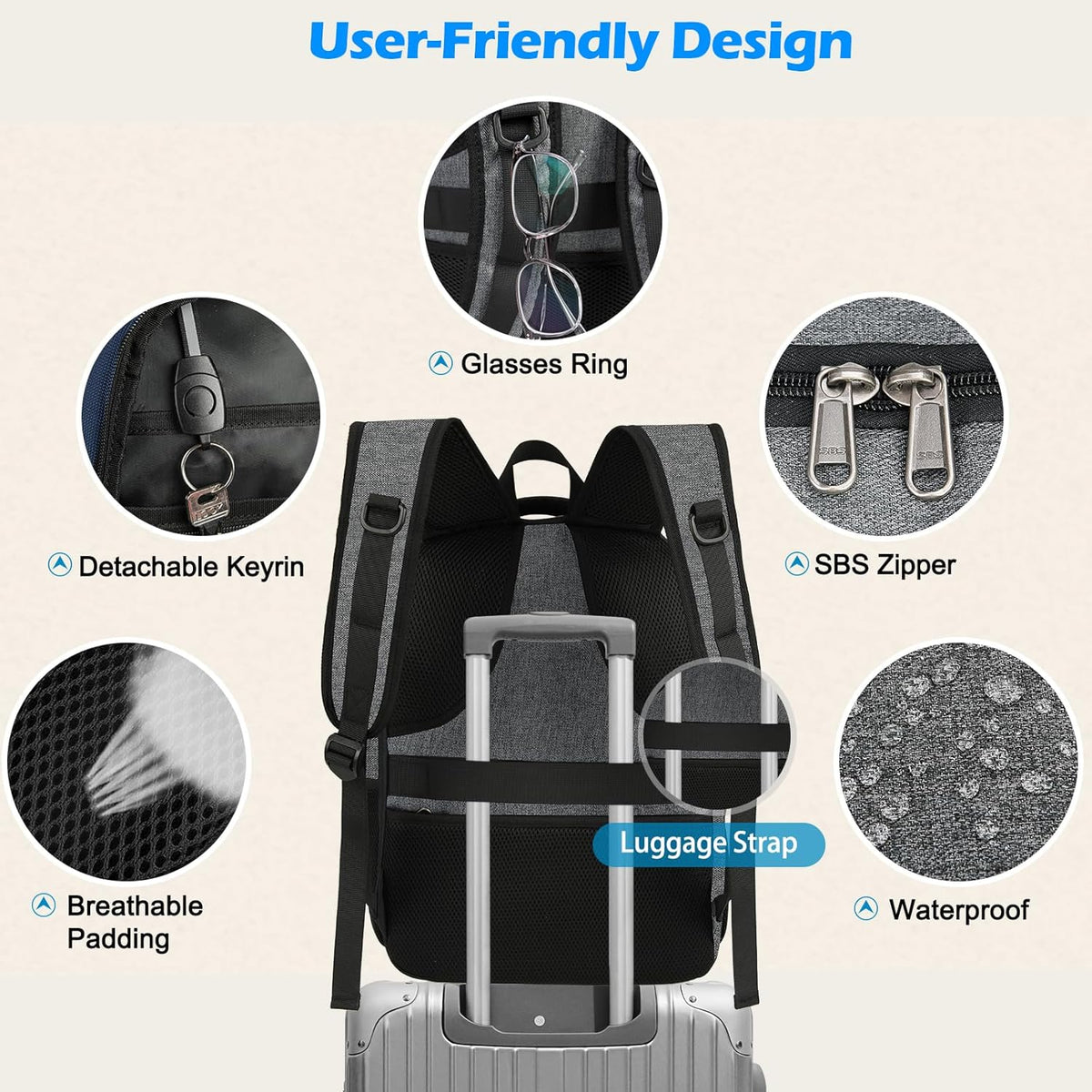 Backpack Insulated Lunch Compartment USB Charging TSA Friendly