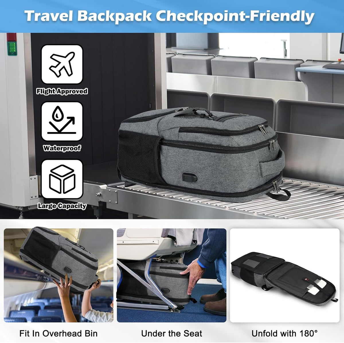 Backpack Insulated Lunch Compartment USB Charging TSA Friendly