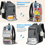 Backpack Insulated Lunch Compartment USB Charging TSA Friendly