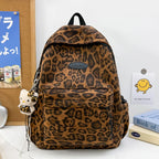 Backpack Leopard Print Adjustable Straps Front Pocket