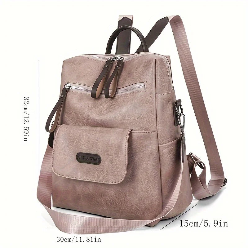 Backpack Vegan Leather Laptop Pocket & Adjustable Straps