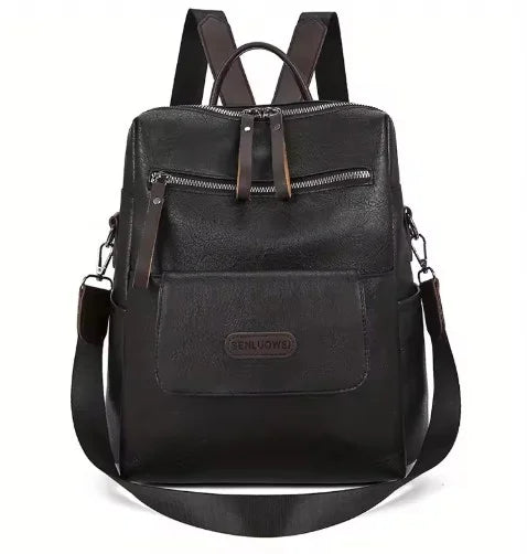 Backpack Vegan Leather Laptop Pocket & Adjustable Straps