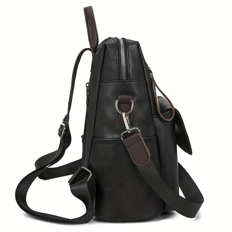 Backpack Vegan Leather Laptop Pocket & Adjustable Straps