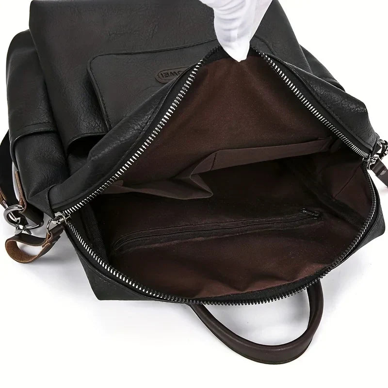 Backpack Vegan Leather Laptop Pocket & Adjustable Straps