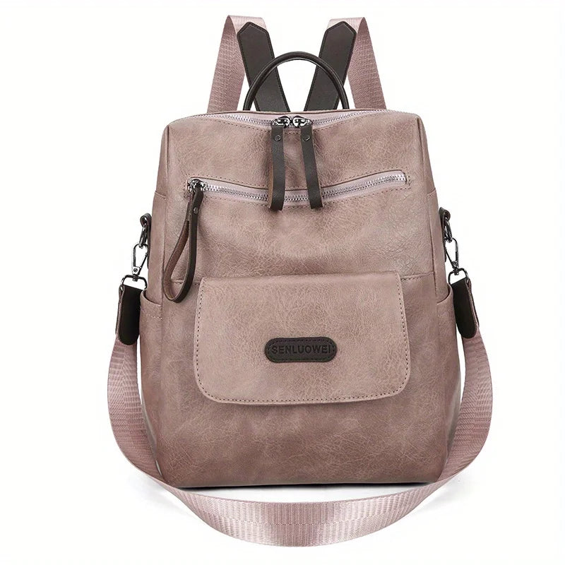 Backpack Vegan Leather Laptop Pocket & Adjustable Straps