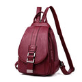 Backpack Water-Resistant Sheepskin Leather Anti-Theft