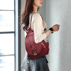 Backpack Water-Resistant Sheepskin Leather Anti-Theft