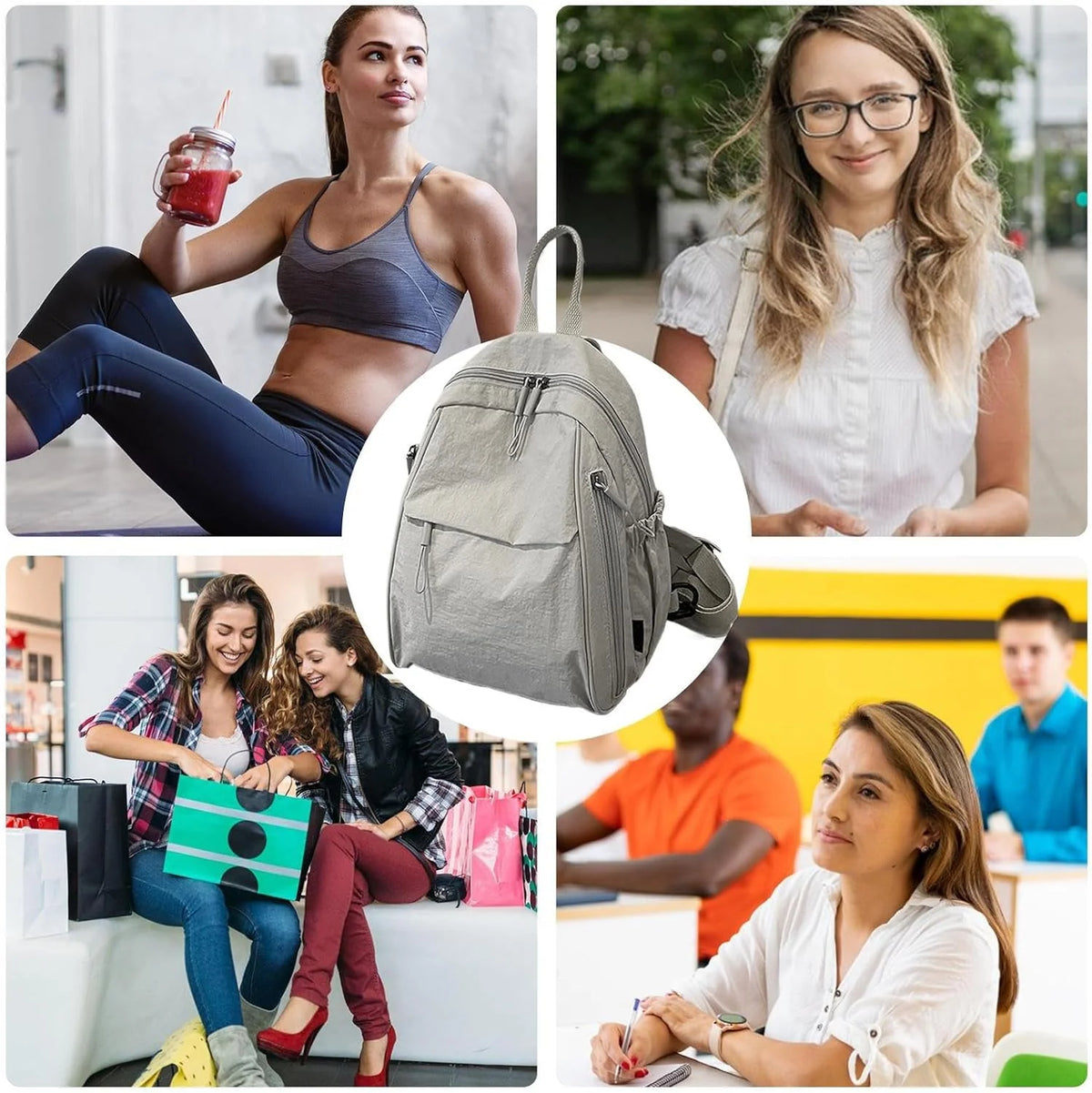 Backpack Waterproof Nylon Lightweight Multi-Compartment