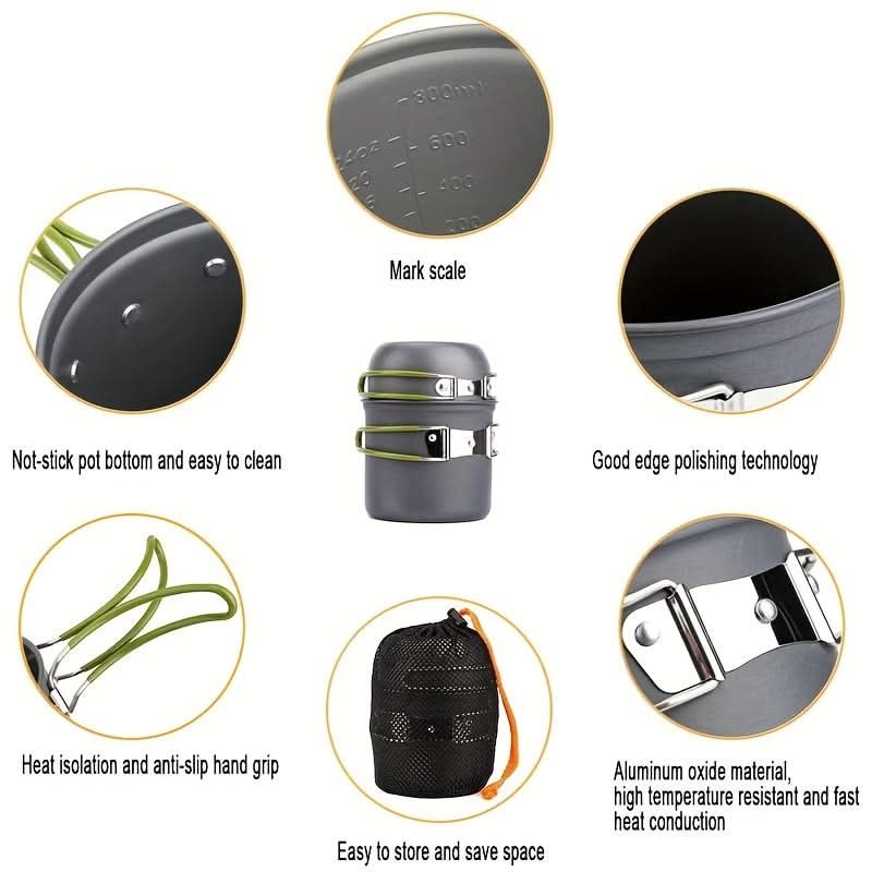 Backpacking Cookware Set Lightweight Nesting Fork & Spoon