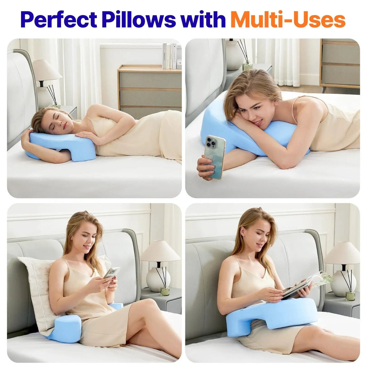 Backrest Pillow With Arms High-Density Foam Removable Cover