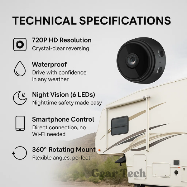 Backup Camera Wireless Smartphone 720P Night Vision